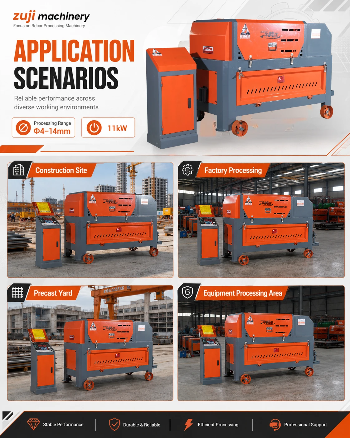 GT4-14 Heacy Duty King 11KW Rebar Straightening & Cutting Machine — Explore the details 4