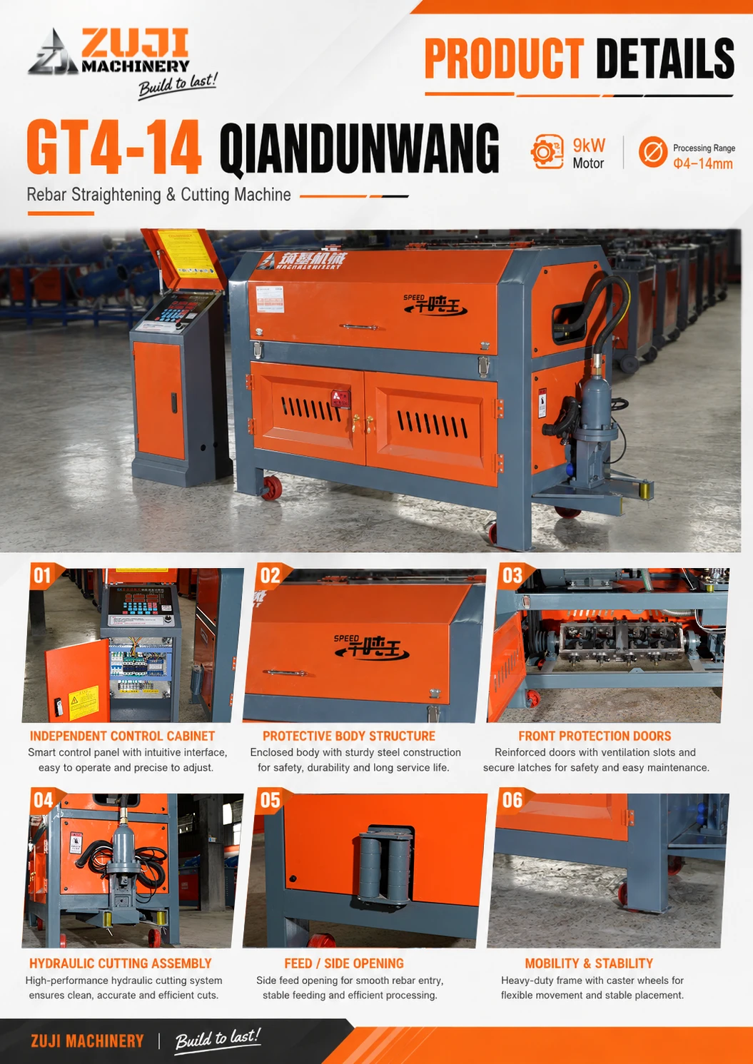 GT4-14 Heacy Duty King 9KW Rebar Straightening & Cutting Machine — Explore the details 2