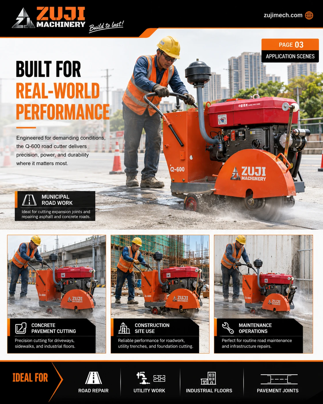 Q600 Diesel Powered Water cooled Concrete Cutter — Explore the details 3
