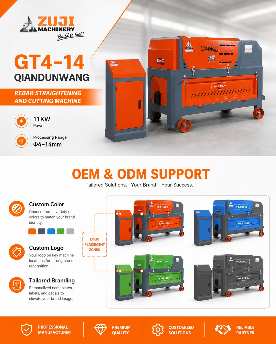 GT4-14 Heacy Duty King 11KW Rebar Straightening & Cutting Machine — Explore the details 3