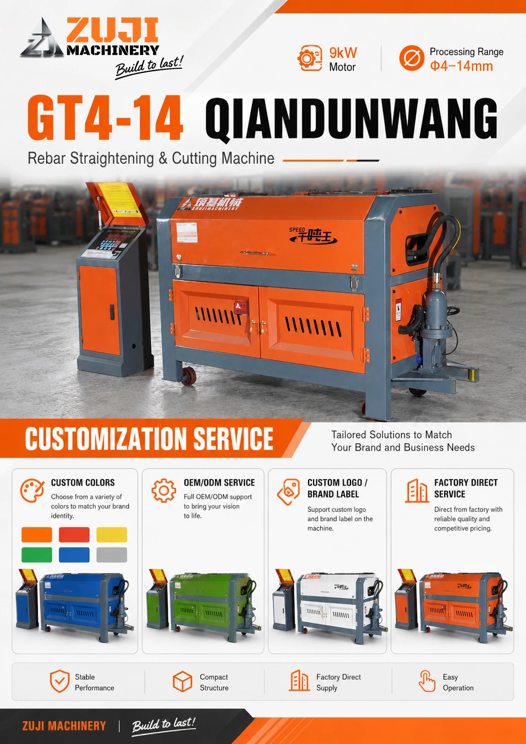 GT4-14 Heacy Duty King 9KW Rebar Straightening & Cutting Machine — Explore the details 3