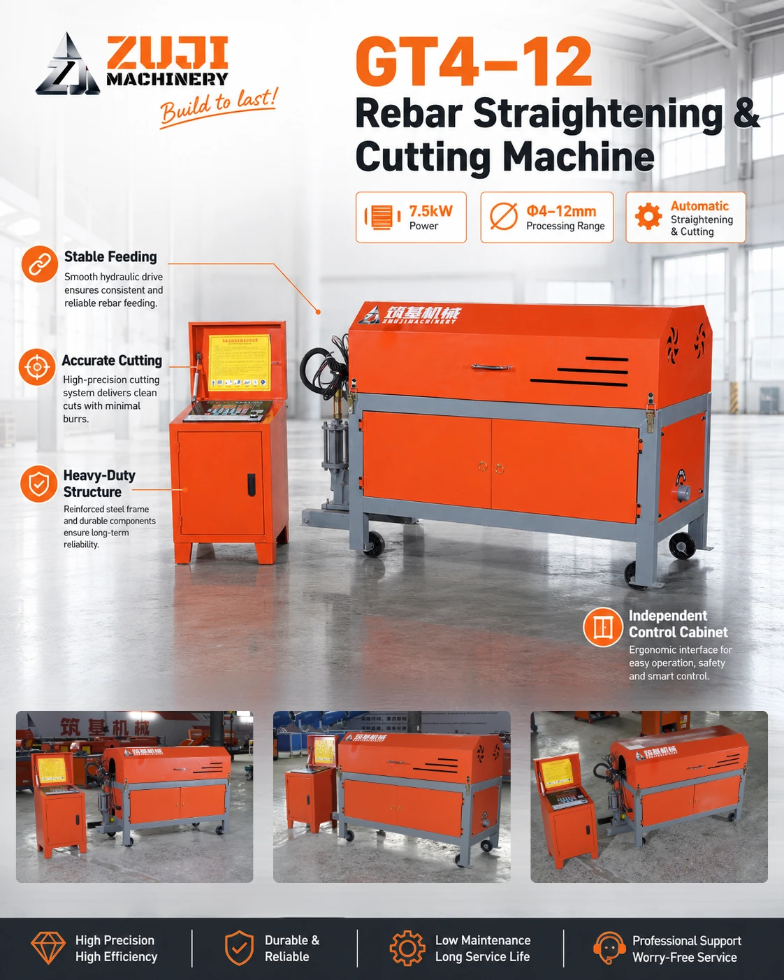 GT4-12 Rebar Straightening & Cutting Machine — Explore the details 2