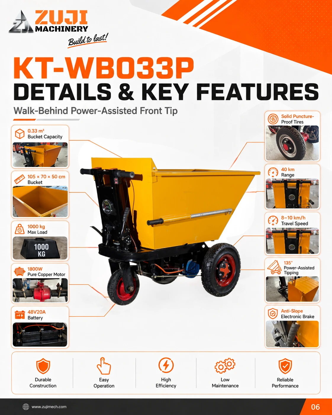 Walk Behind Electric Mini Dumper (Front Tip) — Explore the details 5