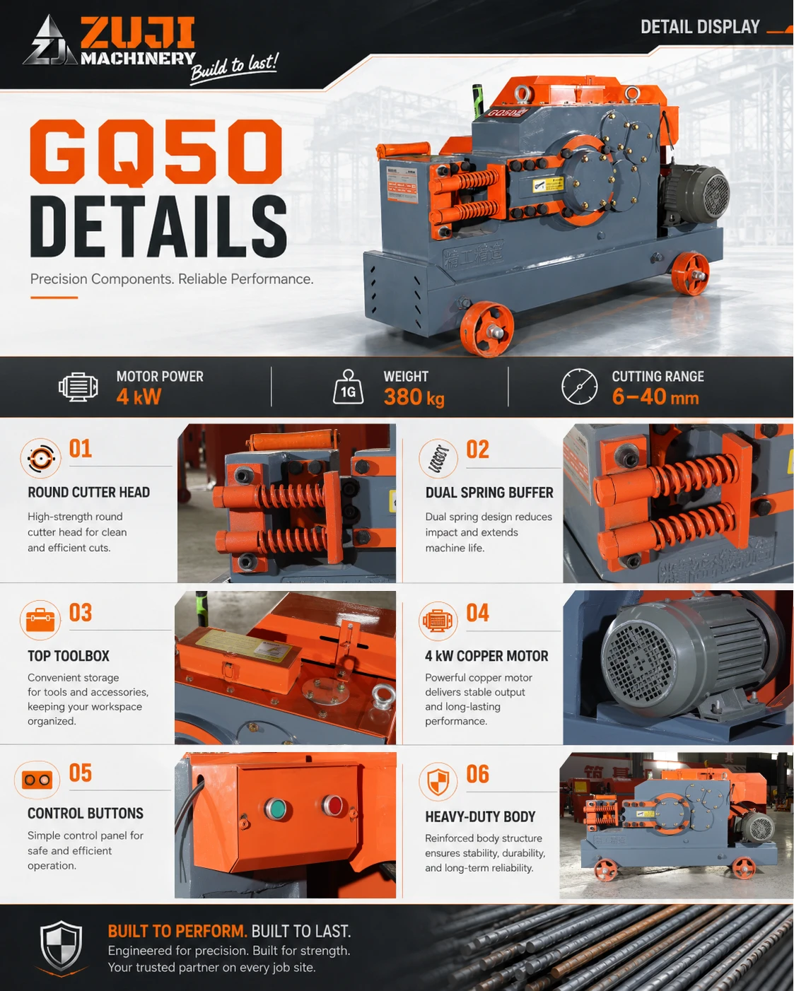 GQ50 Flat Cut Rebar Cutting Machine — Explore the details 5