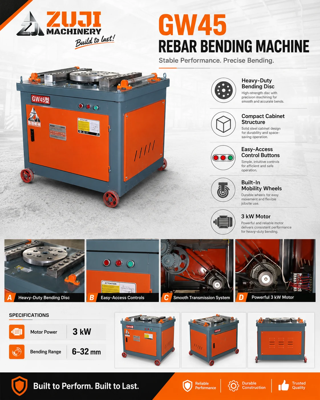 GW45 Worm-Drive Rebar Bending Machine — Explore the details 3
