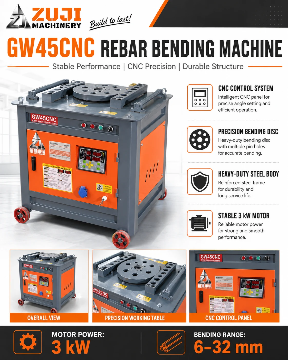 GW45 CNC All-Gear Rebar Bending Machine — Explore the details 2